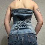 Y2K Denim Halter Top - 2000s Camisole - Image 5