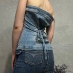 Y2K Denim Halter Top - 2000s Camisole - Image 3