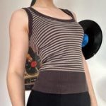 Y2K Striped Ribbed Tank Top – Fitted Knit Camisole - Image 2