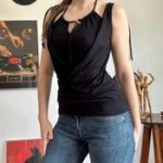 Y2K Wrap Halter Top with Beaded Tie - Image 6