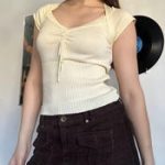 Jane Norman Cream Knit Top – Y2K Fitted Tee - Image 5
