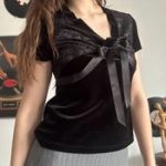 Velvet Bow Top – Y2K Fairy Goth - Image 5