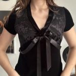 Velvet Bow Top – Y2K Fairy Goth - Image 2