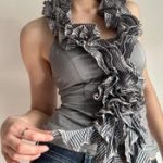 TFNC Ruffle Front Sleeveless Blouse – Striped Statement Top - Image 2