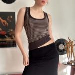 Y2K Striped Ribbed Tank Top – Fitted Knit Camisole