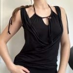 Y2K Wrap Halter Top with Beaded Tie - Image 3