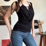 Y2K Wrap Halter Top with Beaded Tie - Image 2