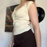 Jane Norman Cream Knit Top – Y2K Fitted Tee - Image 6