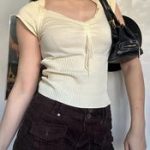 Jane Norman Cream Knit Top – Y2K Fitted Tee - Image 2