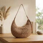 U-Shaped Woven Straw Crossbody Bag: Chic Paper Rope Dumpling Purse with Leather Strap Trendy Boho Beach Bag & Minimalist Summer Shoulder Bag