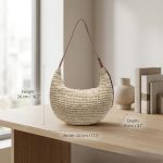 U-Shaped Woven Straw Crossbody Bag: Chic Paper Rope Dumpling Purse with Leather Strap Trendy Boho Beach Bag & Minimalist Summer Shoulder Bag - Image 2