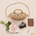 Small Round Bucket Straw Crossbody Bag - Handwoven Semicircle Paper Rope Purse with Letter Ribbon - Boho Summer Vacation Phone Bag for Women - Image 8