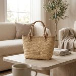 Chic Korean Style Straw Bucket Bag - Summer Woven Vegetable Basket Crossbody - Minimalist Boho Shoulder Bag - Trendy Seaside Vacation Purse - Image 5