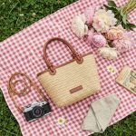 Chic Korean Style Straw Bucket Bag - Summer Woven Vegetable Basket Crossbody - Minimalist Boho Shoulder Bag - Trendy Seaside Vacation Purse - Image 6
