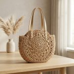 Handmade Straw Shoulder Bag - Hollow Woven Summer Beach Purse - Minimalist Boho Seaside Tote - Fashionable  Vacation Handbag for Women