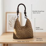 Handmade Fashionable Woven Straw Shoulder Bag - Versatile Boho Summer Beach Purse - Artistic Hollow-Out Tote for Women - Image 2
