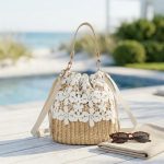 Fairy Style Straw Bucket Bag - 2026 New Summer Rattan Beach Satchel - Fresh Vacation Crossbody Purse - Handmade Small Woven Fairycore Bag - Image 8