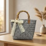 Retro Imitation Bamboo Straw Bag - PVC Woven Beach Tote - Vintage Style Handheld Bag - Clear Texture Summer Handbag - Image 10