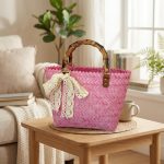 Retro Imitation Bamboo Straw Bag - PVC Woven Beach Tote - Vintage Style Handheld Bag - Clear Texture Summer Handbag - Image 7