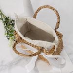 Japanese Small Square Rattan Bag - Hand-Woven Wicker Handbag - Retro Summer Square Straw Purse - Casual Beach Vacation Satchel - Image 6