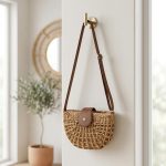 French Retro Semicircle Straw Bag - Cut-Out Saddle Crossbody - Small Fresh Woven Summer Purse - Versatile Semicircular Vacation Satchel - Image 3