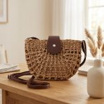 French Retro Semicircle Straw Bag - Cut-Out Saddle Crossbody - Small Fresh Woven Summer Purse - Versatile Semicircular Vacation Satchel - Image 5