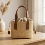 New Contrast Woven Food Basket - Casual Vacation Shoulder Bag - Trendy Contrast Crossbody Purse