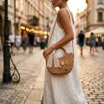 Floral Embroidery Mini Round Straw Bag - New Fresh and Simple Paper Rope Purse - Handheld & Crossbody Satchel - Small Woven Vacation Bag - Image 12