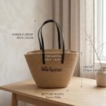 2026 Letter Embroidery Straw Set - Wide Brim Breathable Sun Hat & Large Capacity Tote - Personalized Beach Vacation Duo - Image 2
