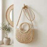 Small Round Bucket Straw Crossbody Bag - Handwoven Semicircle Paper Rope Purse with Letter Ribbon - Boho Summer Vacation Phone Bag for Women - Image 4