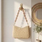Hand-Woven Summer Beach Purse with Chain Strap - Simple Fashion Shoulder Bag - Trendy Boho Evening Bag - Image 3