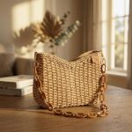 Hand-Woven Summer Beach Purse with Chain Strap - Simple Fashion Shoulder Bag - Trendy Boho Evening Bag - Image 9