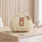 Japanese Style Minimalist Shell Crossbody Bag - Autumn Flap Straw Handbag - High-End Artisan Woven Purse - Casual Vacation Shoulder Bag - Image 2