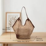 French Style Straw Tote Bag - Large Capacity Woven Summer Vacation Bag Elegant Shoulder Beach Tote - Chic Summer Purse - Image 2