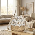 Fairy Style Straw Bucket Bag - 2026 New Summer Rattan Beach Satchel - Fresh Vacation Crossbody Purse - Handmade Small Woven Fairycore Bag - Image 6