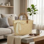 Retro Imitation Bamboo Straw Bag - PVC Woven Beach Tote - Vintage Style Handheld Bag - Clear Texture Summer Handbag - Image 6