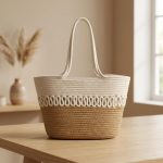 French Hollow Woven Tote - Large Capacity Cotton Summer Bag - New Seaside Holiday Beach Bag - Elegant Shoulder Tote - Image 7