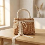 Japanese Small Square Rattan Bag - Hand-Woven Wicker Handbag - Retro Summer Square Straw Purse - Casual Beach Vacation Satchel - Image 5