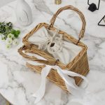 Japanese Small Square Rattan Bag - Hand-Woven Wicker Handbag - Retro Summer Square Straw Purse - Casual Beach Vacation Satchel - Image 7