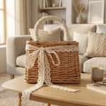 Japanese Small Square Rattan Bag - Hand-Woven Wicker Handbag - Retro Summer Square Straw Purse - Casual Beach Vacation Satchel