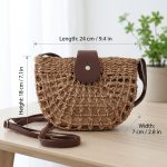 French Retro Semicircle Straw Bag - Cut-Out Saddle Crossbody - Small Fresh Woven Summer Purse - Versatile Semicircular Vacation Satchel - Image 2