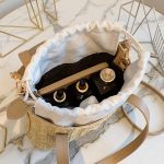 New Contrast Woven Food Basket - Casual Vacation Shoulder Bag - Trendy Contrast Crossbody Purse - Image 6