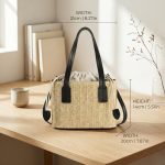 New Contrast Woven Food Basket - Casual Vacation Shoulder Bag - Trendy Contrast Crossbody Purse - Image 2