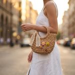 Floral Embroidery Mini Round Straw Bag - New Fresh and Simple Paper Rope Purse - Handheld & Crossbody Satchel - Small Woven Vacation Bag - Image 13
