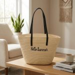 2026 Letter Embroidery Straw Set - Wide Brim Breathable Sun Hat & Large Capacity Tote - Personalized Beach Vacation Duo - Image 5
