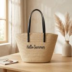 2026 Letter Embroidery Straw Set - Wide Brim Breathable Sun Hat & Large Capacity Tote - Personalized Beach Vacation Duo - Image 13