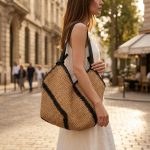 Striped Straw Market Tote - Large Capacity Hand-Woven Vacation Bag - Versatile Multi-Color Striped Shoulder Bag - Chic  Beach Carryall - Image 8
