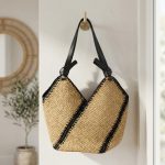 Striped Straw Market Tote - Large Capacity Hand-Woven Vacation Bag - Versatile Multi-Color Striped Shoulder Bag - Chic  Beach Carryall - Image 5