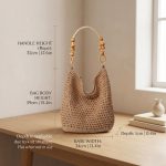 Large Hollow Woven Tote - New Fashion Summer Beach Bag - High Capacity Artisanal Straw Shoulder Bag - Minimalist Vacation Hand-Held Tote - Image 2