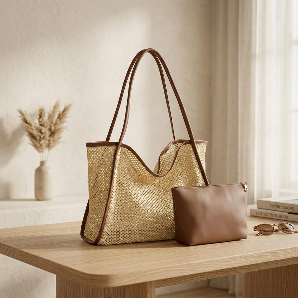 Straw Tote - Spring New Commuter Shoulder Bag - Large Capacity Woven Beach Bag - Minimalist